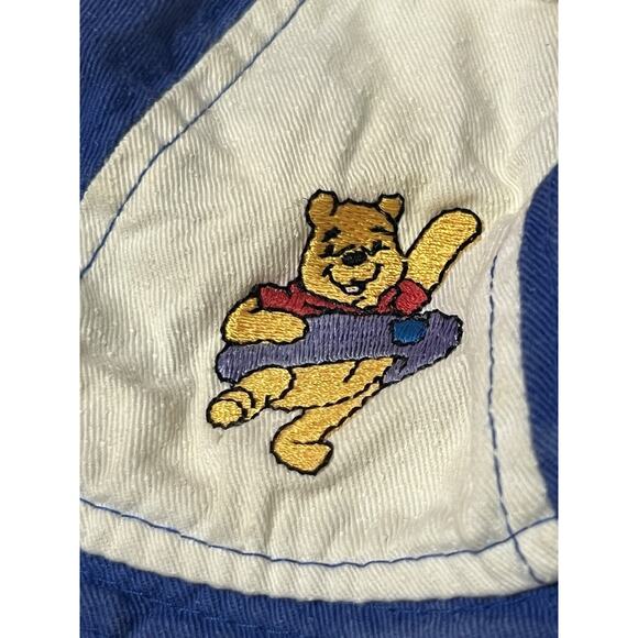 Vintage 90s Y2K Disney Winnie the Pooh Bucket Hat Blue And White Denim Kids - Picture 2 of 5